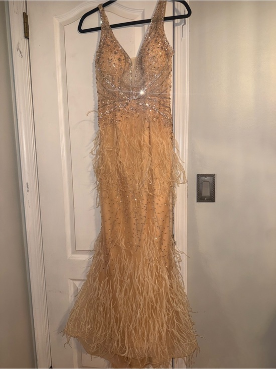 Jovani Dresses & Skirts - Jovani Sequined Lace Evening Dress - Champagne
